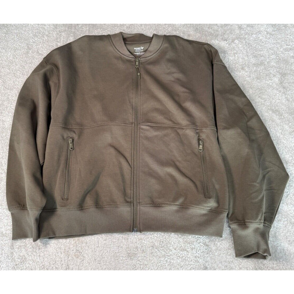 Old Navy Olive Green Dynamic Fleece Bomber Jacket Activewear Womens Size L NWT - Picture 1 of 5